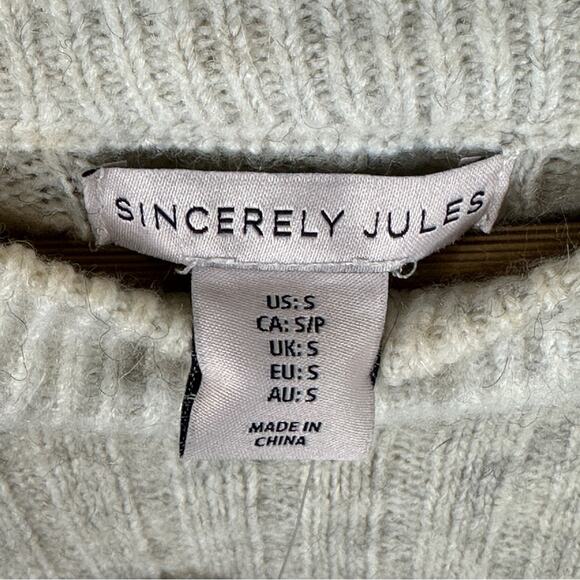 Sincerely Jules Sweater Womens S Tan Cozy Ribbed Knit Oversized Neutral Two Tone - Picture 4 of 5